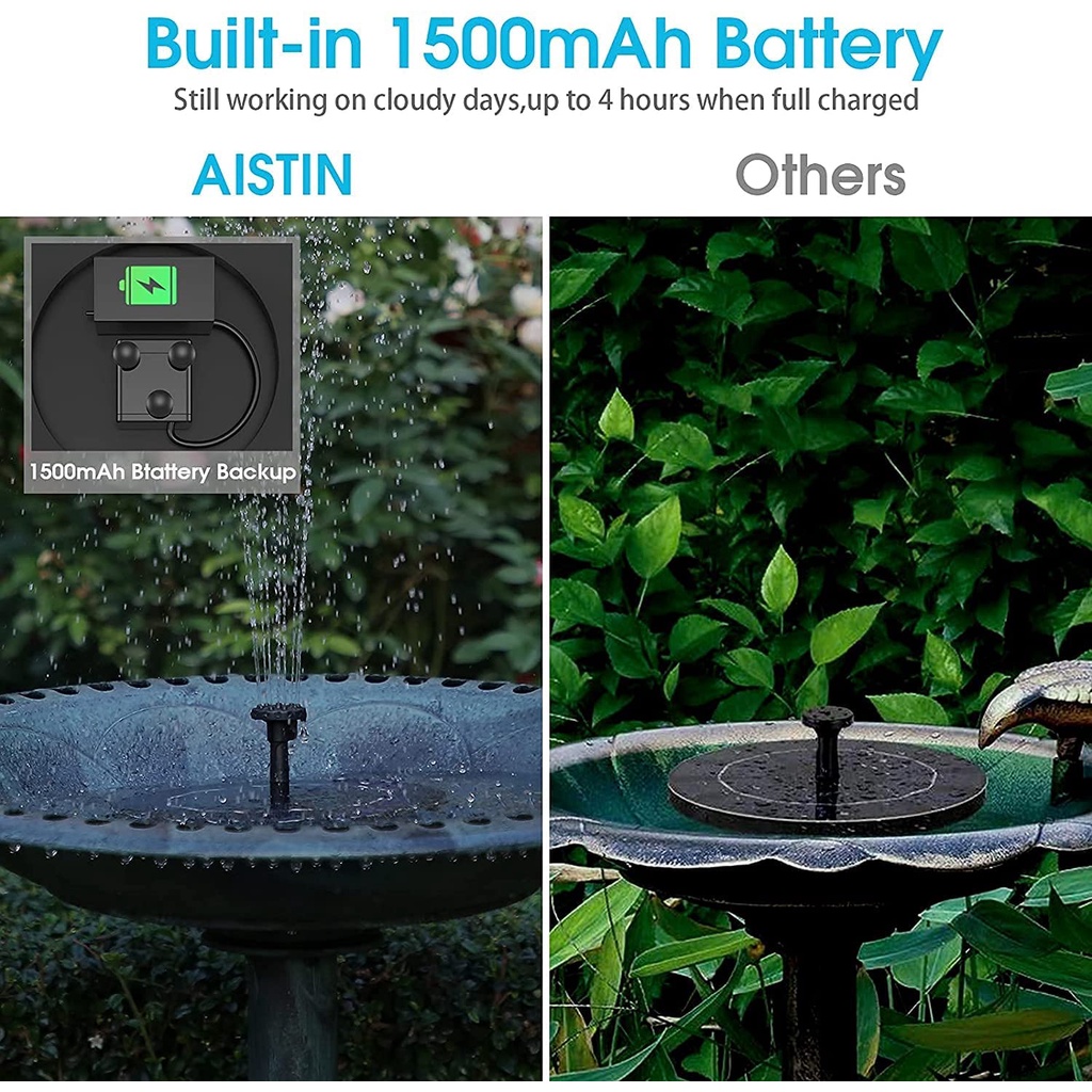 Floating Bird Bath Fountain for Pond Swimming Pool Solar Fountain Pump 3.5W 1500mAh Solar Powered Water Pump with 6 Nozzles 