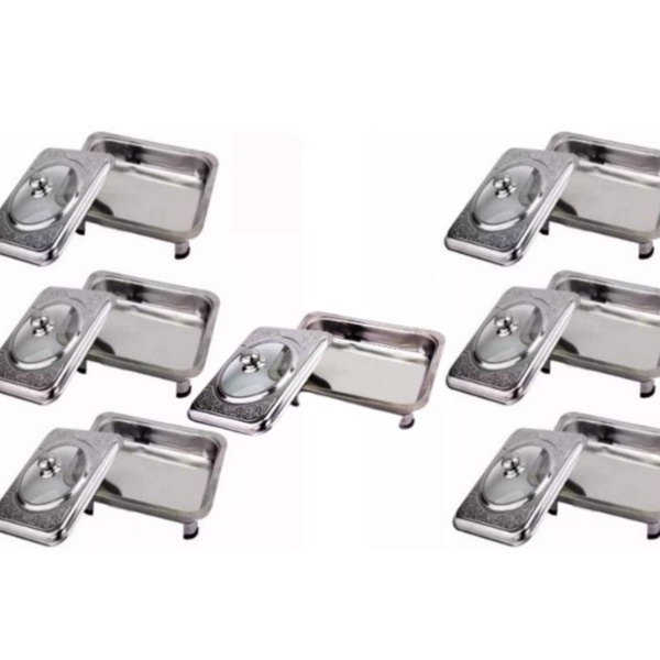 Rectangular Stainless Food Warmer Tray Buffet plate With Pattern Design