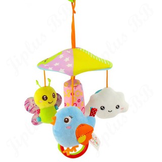 #JP180 Happy Monkey baby toy animal stroller crib DOLL soft plush hanging rattle bell toddler toy #5