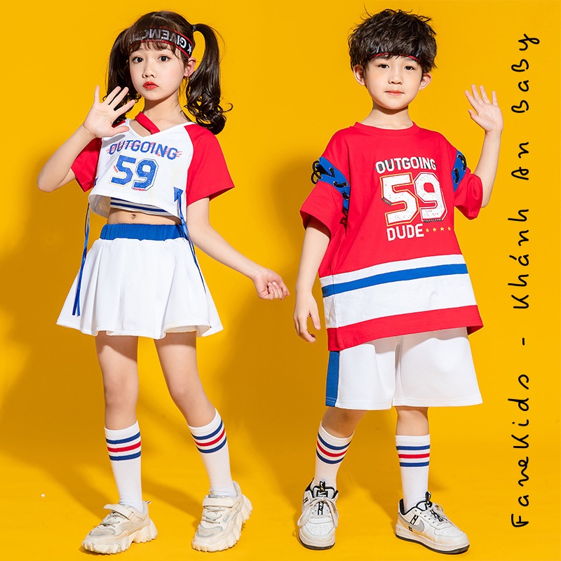 Modern Aerobic Tiktok Zumba Pleated Skirt CropTop, Group Dance Uniform