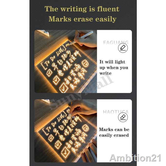 Acrylic Message Board To Do List Reminders Board with LED Lamp Light