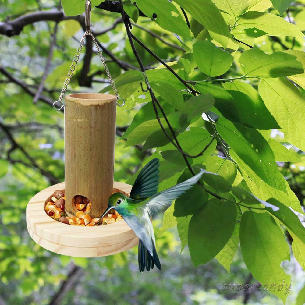 Parrots Birds Food Feeder Bamboo Food Box With Base Food Cup Rest