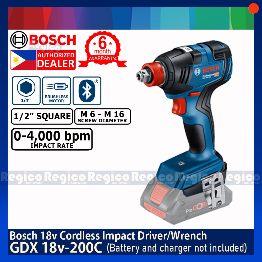 Bosch Brushless Cordless Bluetooth Impact Drill Driver/Wrench GDX 18V200C Regico Hardware