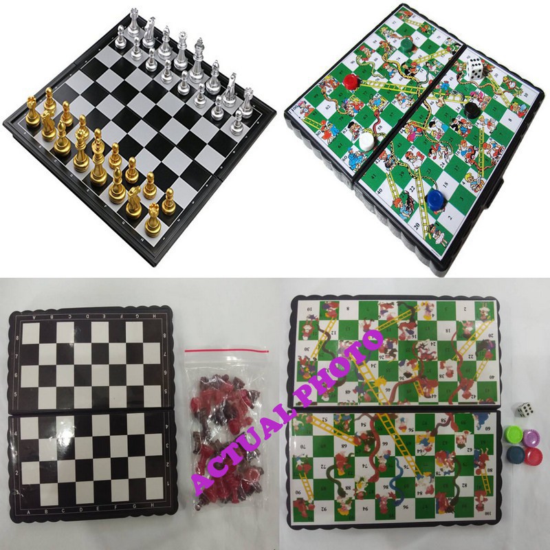 MINI BOARD GAMES CHESS DAMA and SNAKE & LADDER FOR KIDS Shopee