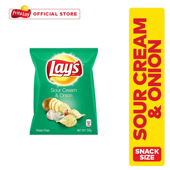 Lay's Sour Cream & Onion Potato Chips 50g | Shopee Philippines