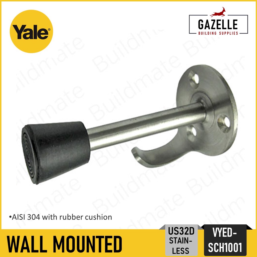 Yale Essential Wall Mount Door Stopper w/ Coat Hook VYEDSCH1001US32D