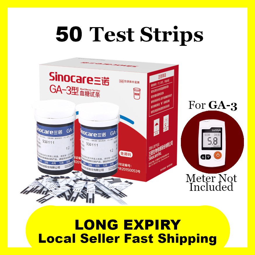 Sinocare GA3 Test Strips 2023 EXPIRY 50pcs for Diabetes