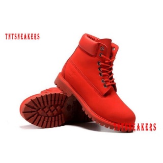all red timberland boots