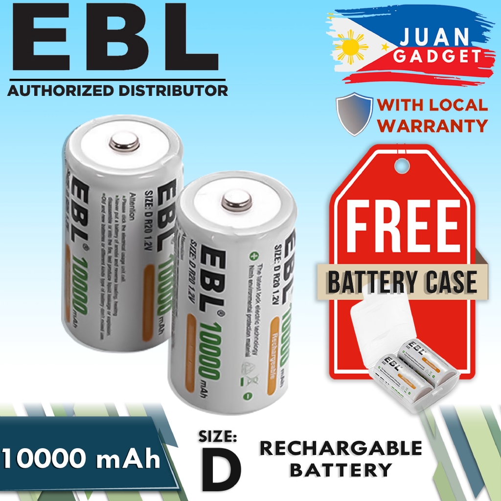 EBL D Size Rechargeable Batteries D Cell 10000mah NiMH Shopee Philippines