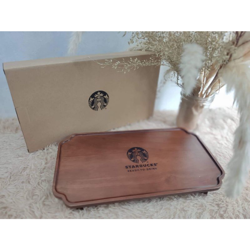 starbucks wooden tray