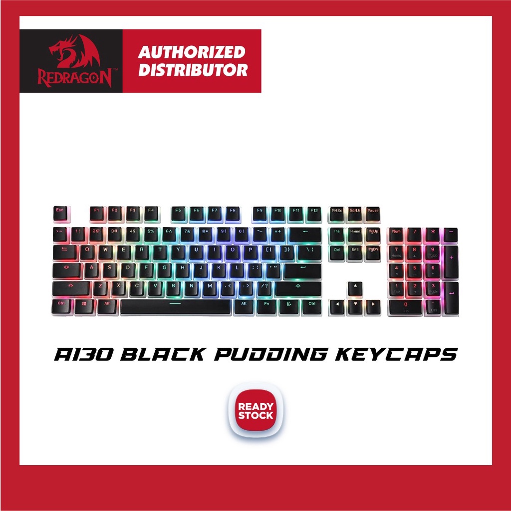 Redragon A130 Black Pudding Keycaps 104 Keys Standard Doubleshot PBT