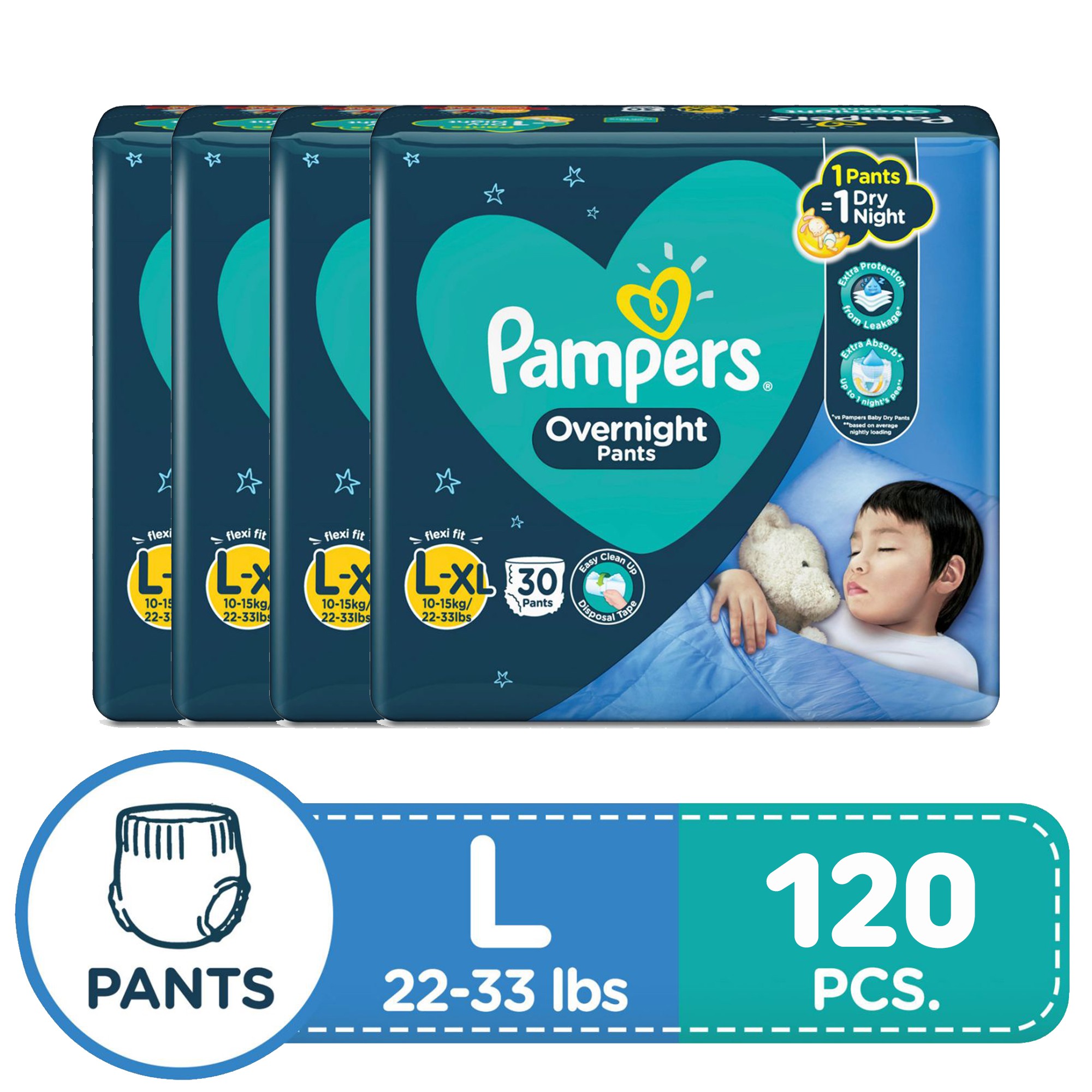 Pampers Overnight Diaper Pants Large up to XL 30s x 4 packs Shopee