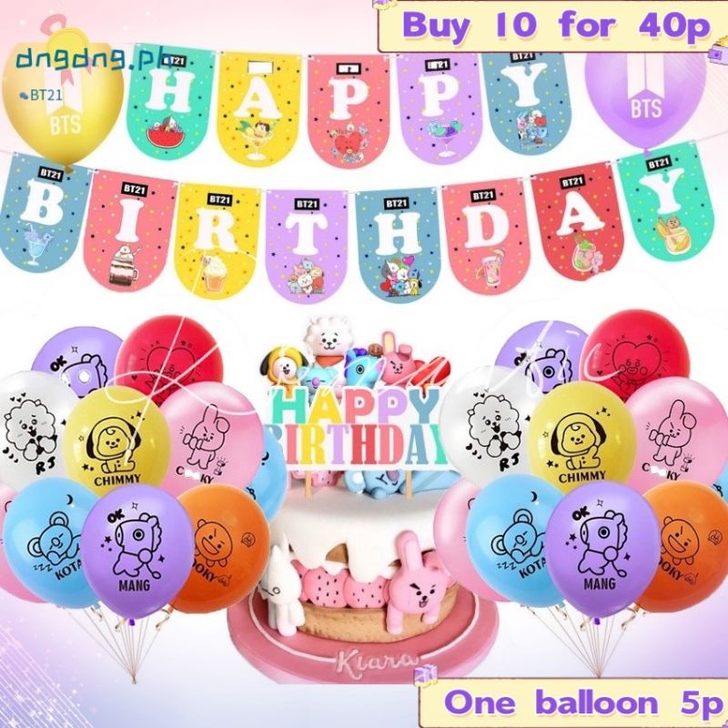 BTS Kpop Bt21 Latex Balloon Birthday Party Decoration Baby Shower ...