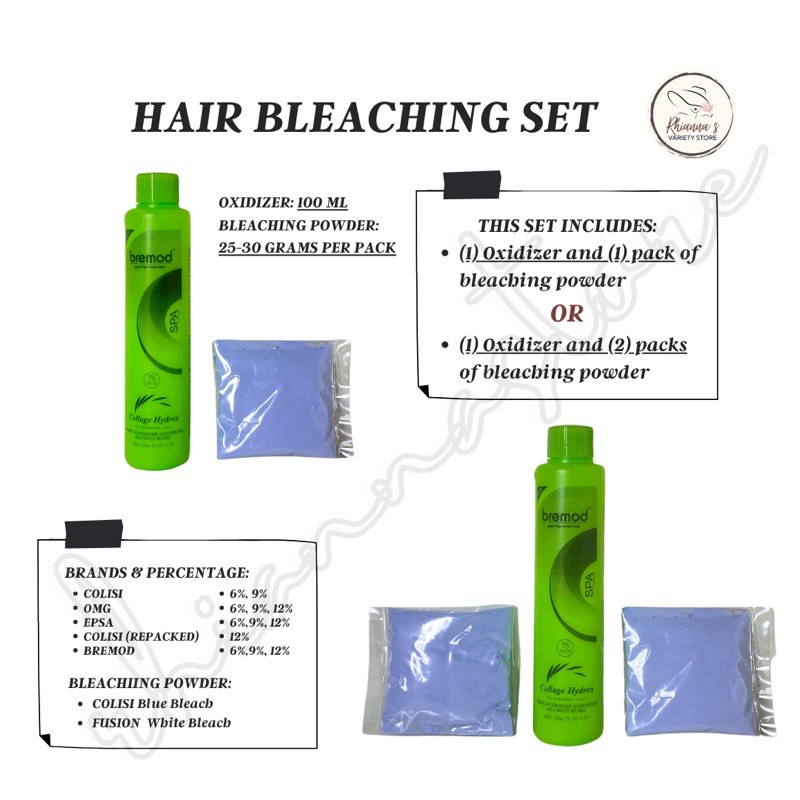 Bremod Hair Bleaching Powder Set (bleach with oxidizing cream) Shopee