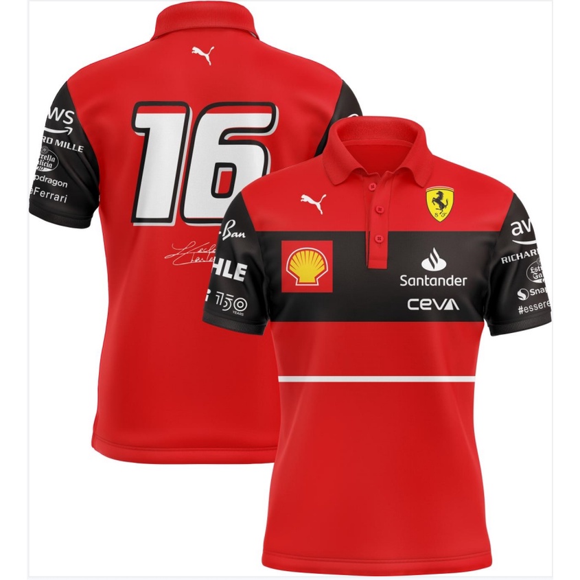 2022 New F1 Racing Suit + Ferrari Team F1 POLO Shirt + Unisex Summer ...