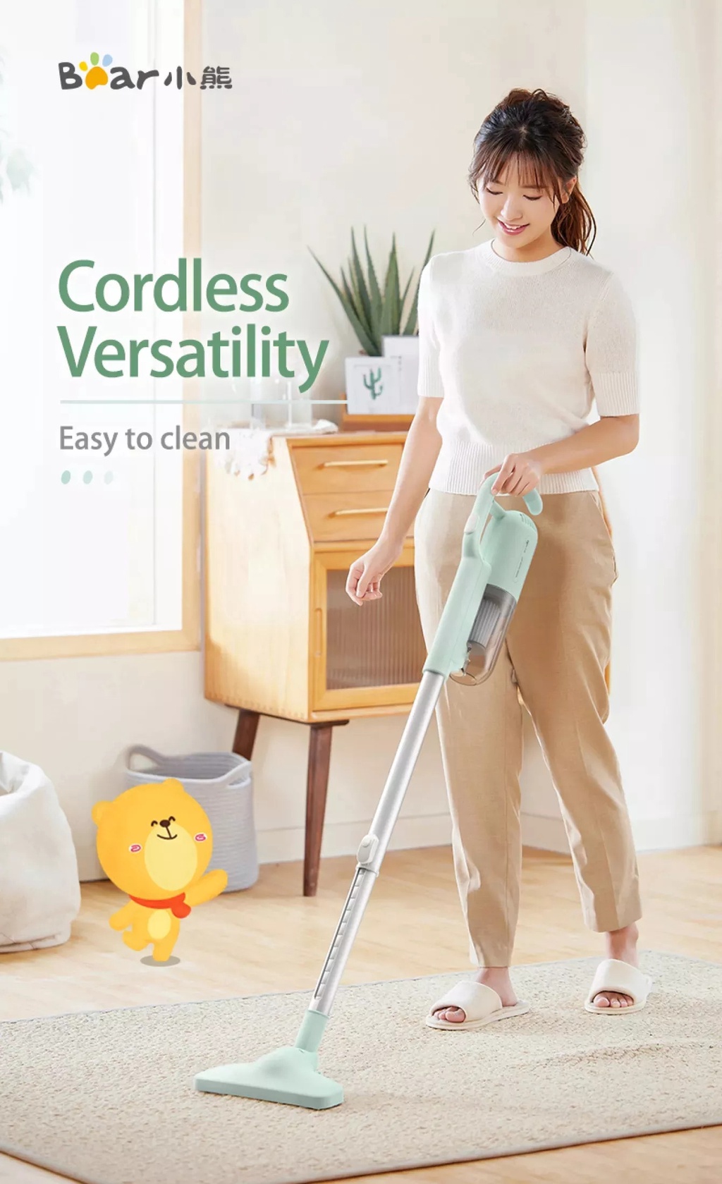 GAABOR x BEAR Cordless Dual Mode Lightweight Vacuum Cleaner 100W Power Noiseless with 300mL Dust