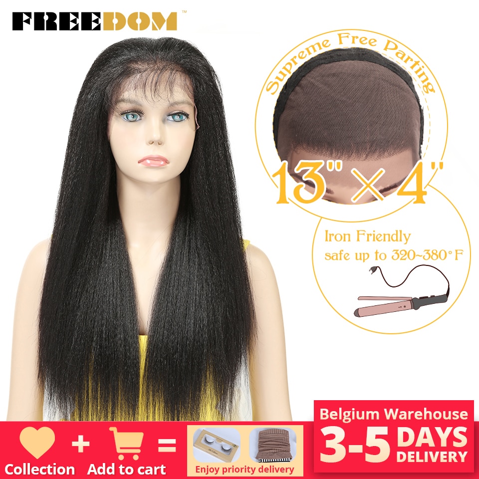Freedom Synthetic Lace Front Wigs 13x4 For Black Women Yaki Straight