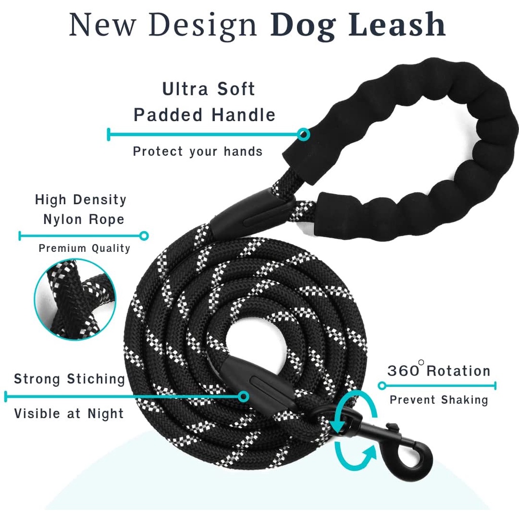 TERKE Nylon Pet Leashes Soft night reflective Dogs Chain Round Rope Medium Big Pets Outdoor Running #5