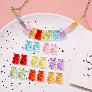 10pcs Colorful Transparent Bear Soft Candy BeadsDIYHandmade Hair Accessories Earring Bracelet Necklace Accessories Material Scattered Beads Original Retroins