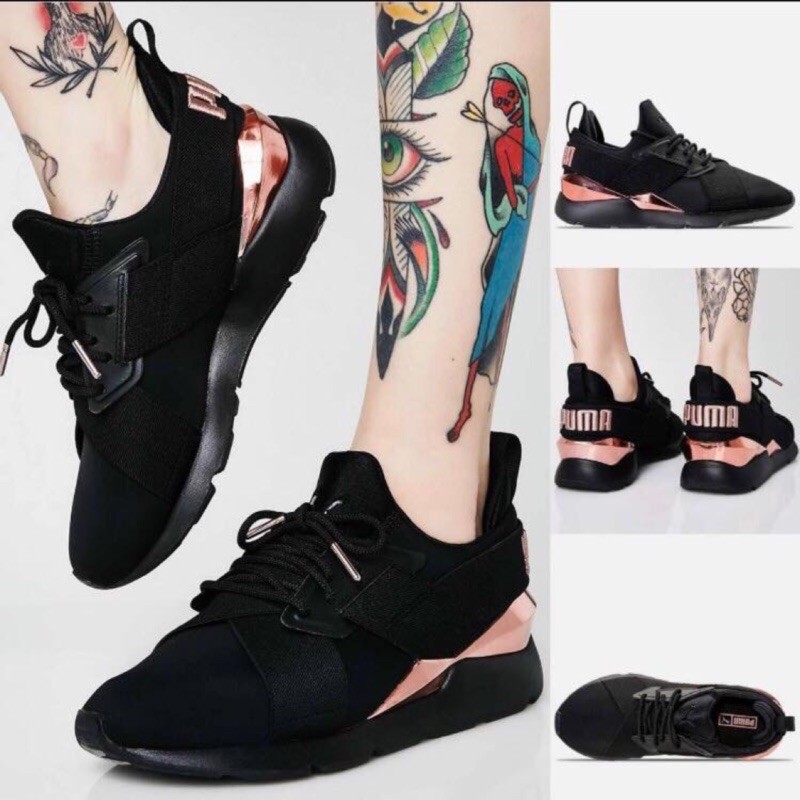 puma shoes rose gold and black