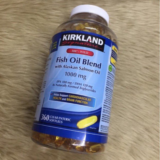 Kirkland Fish Oil Blend With Alaskan Salmon Oil 1000mg 360 Softgels