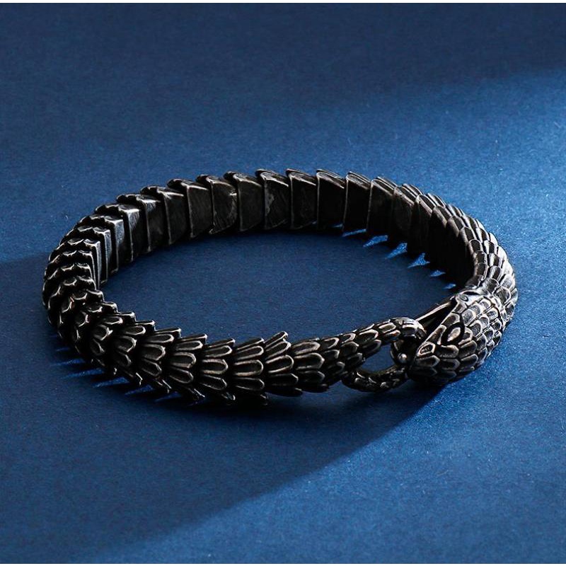 Creative Design Bracelet For Men Fashion Bangle Black Dragon Snake Bone Chain Jewelry Gift