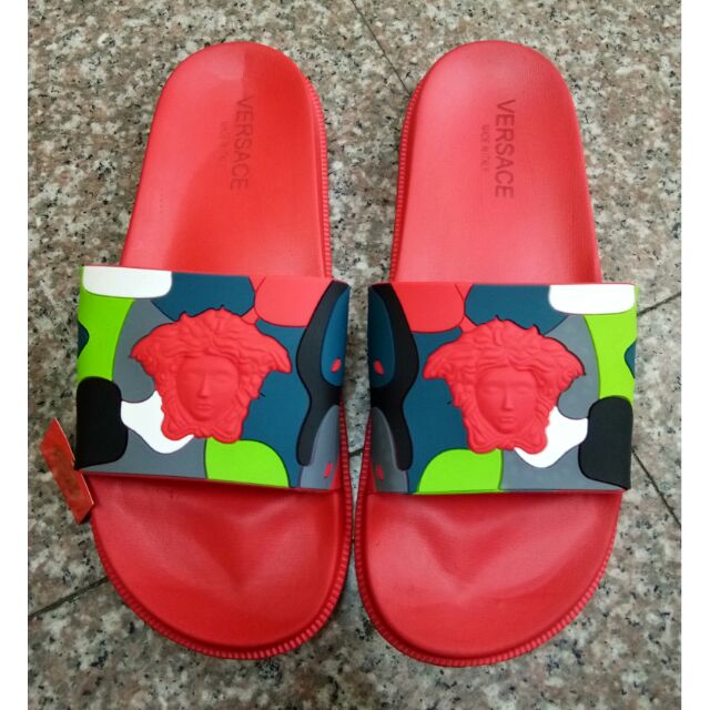 red versace slippers