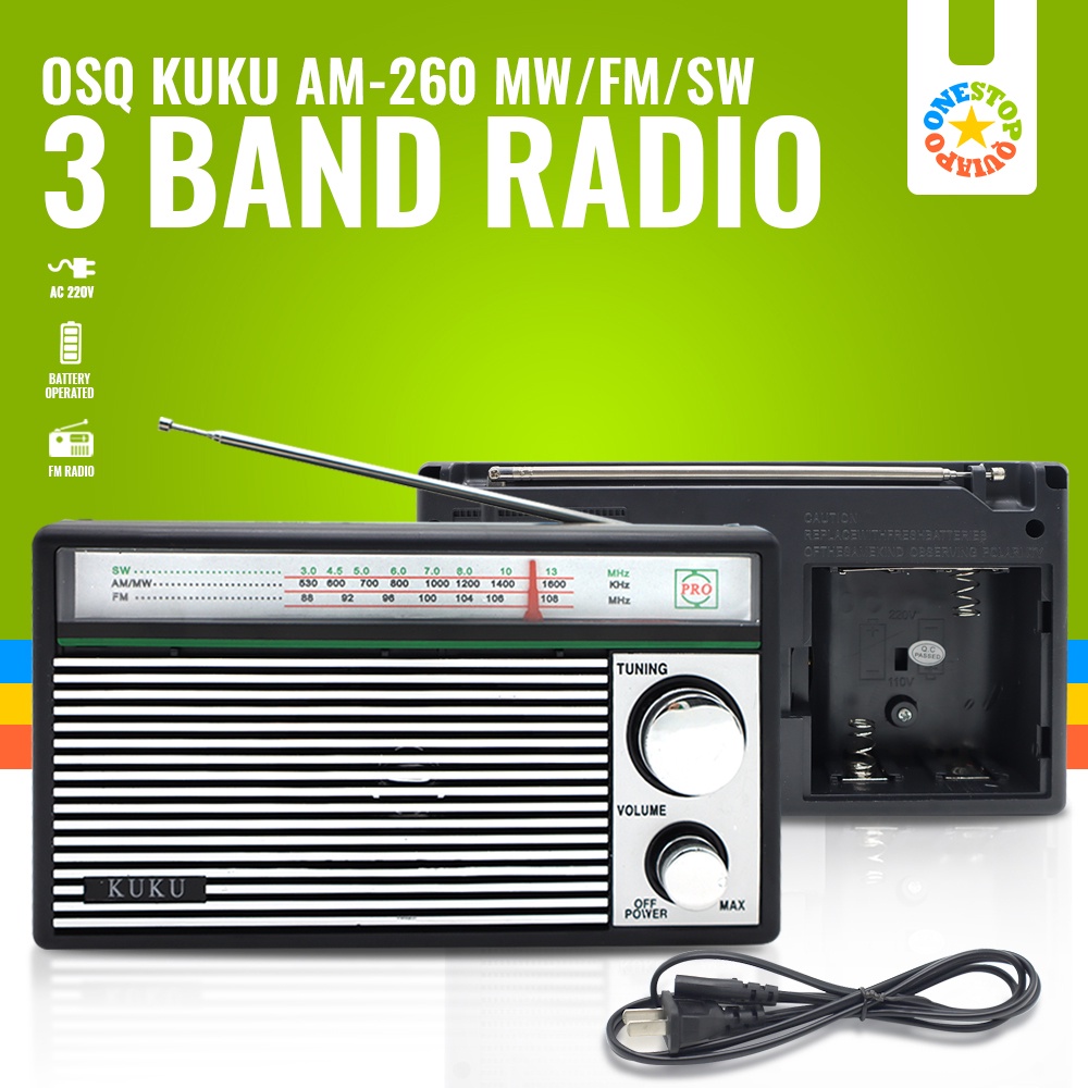 OSQ 220V AM/FM 3 Band Radio AM-260 | Shopee Philippines