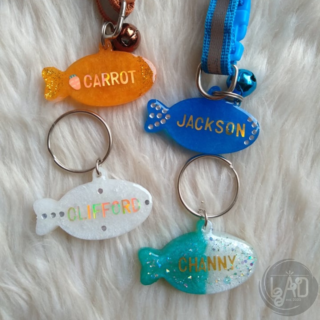 ⊕Customized Resin Dog and Cat NAMETAG - with collar #6