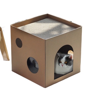 ✈☬¤Cat grinding claw toy corrugated paper scratching board double-layer carton litter one house wear