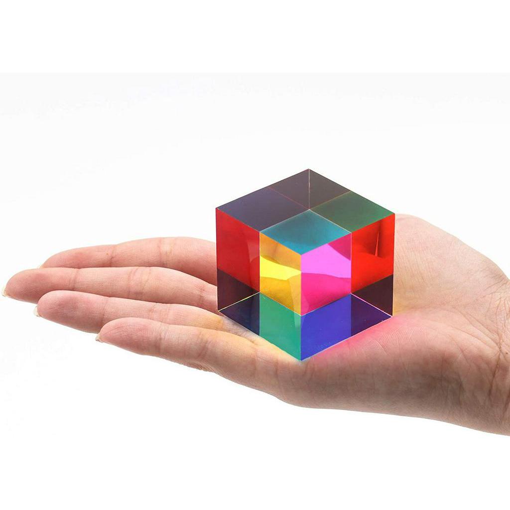 Mixing Color Cube,1.6 inch Acrylic Glass Cube Prism,for Desktop Decoration,Scientific and Educational Toys,Children's Day & Birthday Gifts for Kids,40mm 
