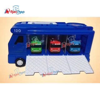 Children's cars bus toys 4in1 Cars Set The Little Bus with parking tower pullback car decorations
