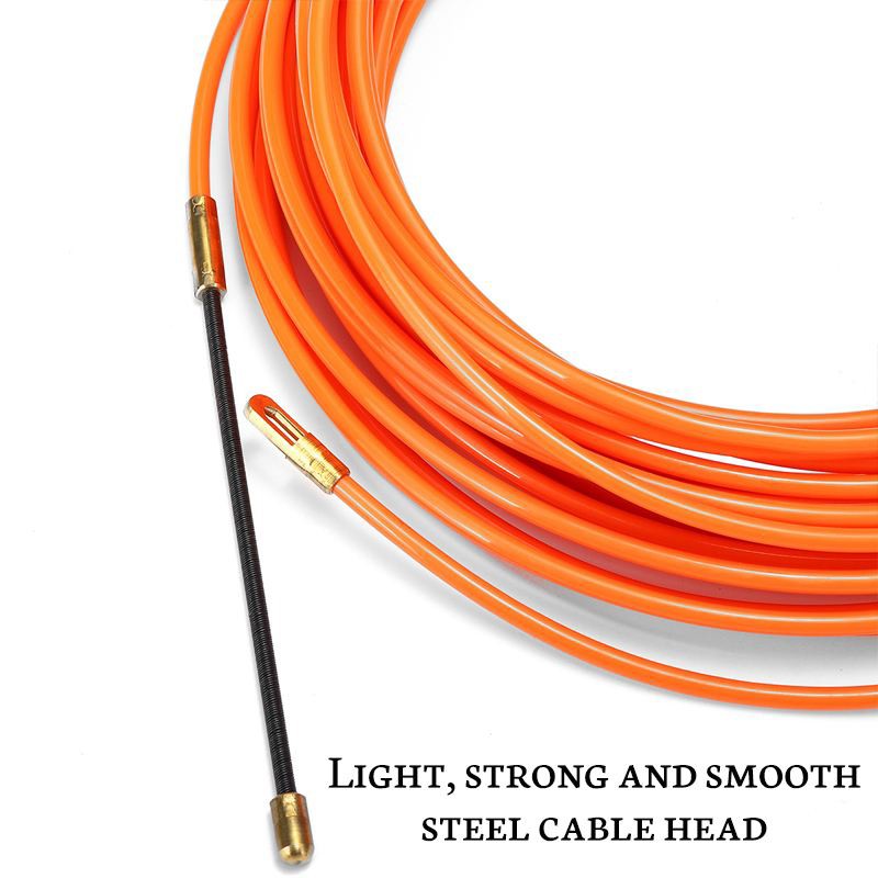 YUPVM 4Mm 30 MÈTres De Dispositif De Guidage Orange En Nylon De Câble ÉLectrique Push Pullers Duct Snake Rodder Fish Tape Wire 