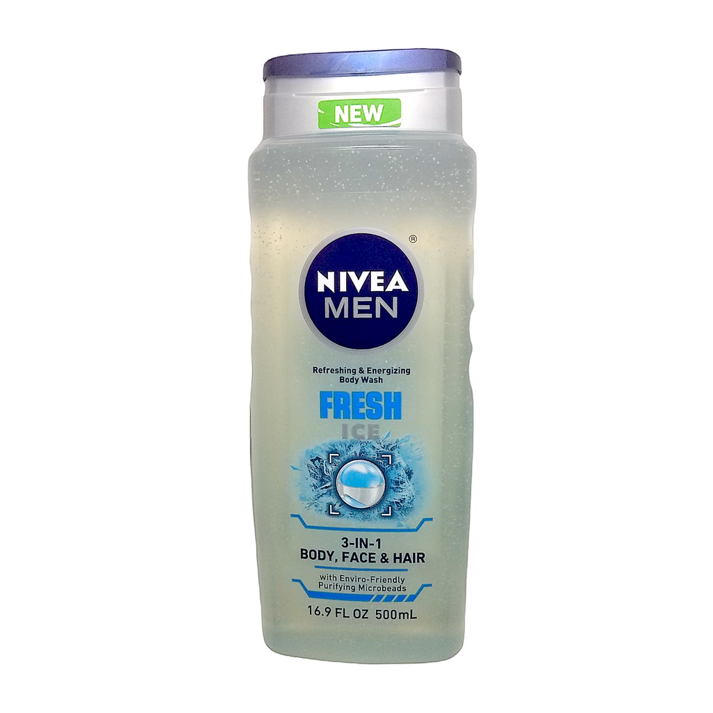 Nivea Men Fresh Ice Refreshing & Energizing 3in1 Body Wash (Body, Face