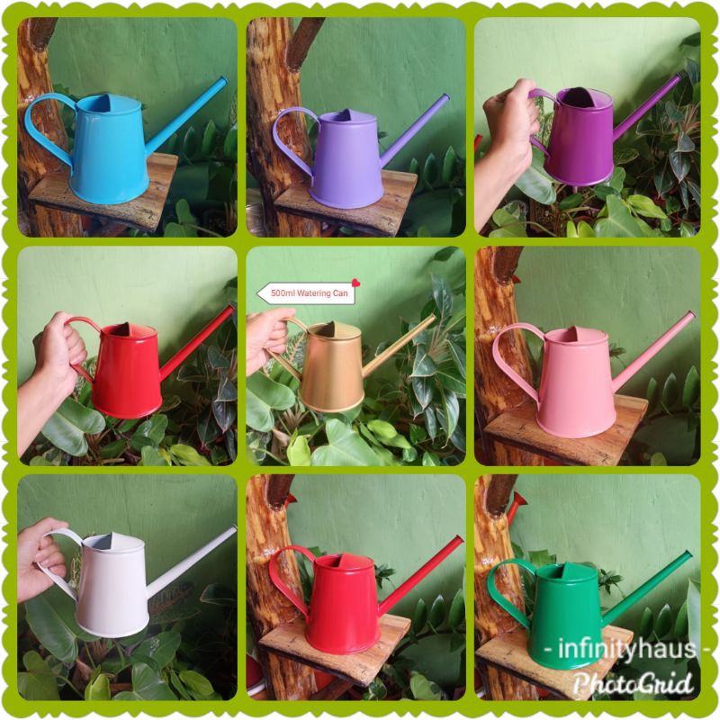 500ml Cute Mini Watering Can Metal Slim Spout Small (Available in 11 colors)