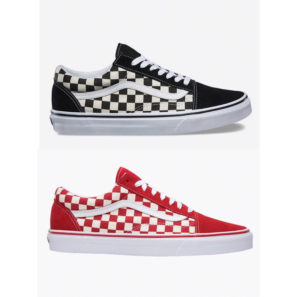 red and black vans checkered