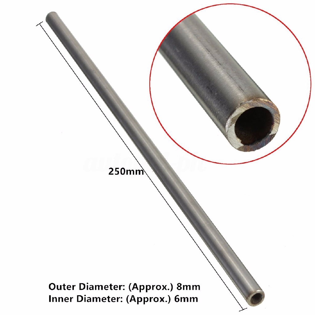 1x OD 12mm x 10mm ID 250mm Length 304 Stainless Steel Capillary Tube Pipe Silver