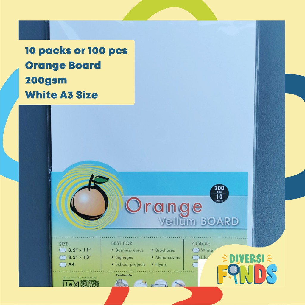 10 Pks Or 100pcs A3 Size Orange Specialty Vellum Poster Board Paper 0gsm White 10sheets Pk Shopee Philippines