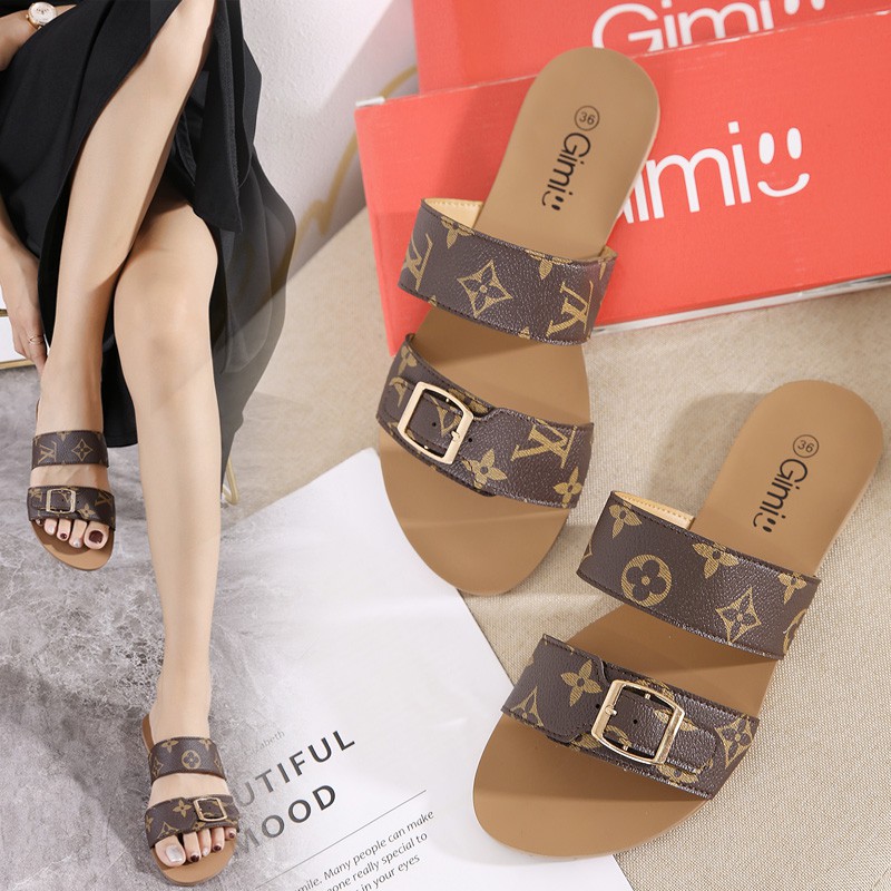 Lv double hot sale strap sandals