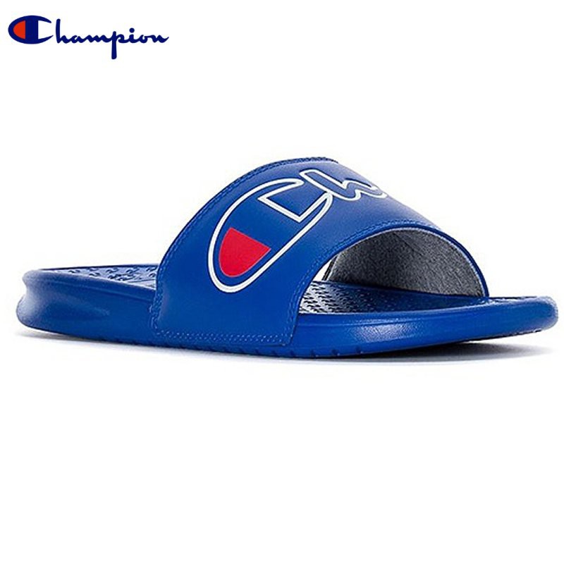 men's champion super slide split script slide sandals