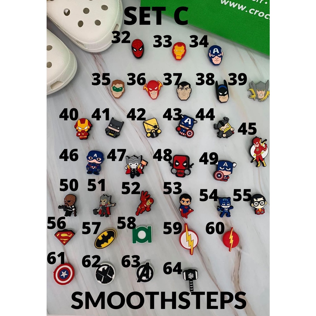 CROCS JIBBITZ CHARM MARVEL DC SUPERHERO CUTE DESIGNS CROCS CLOGS CHARMS