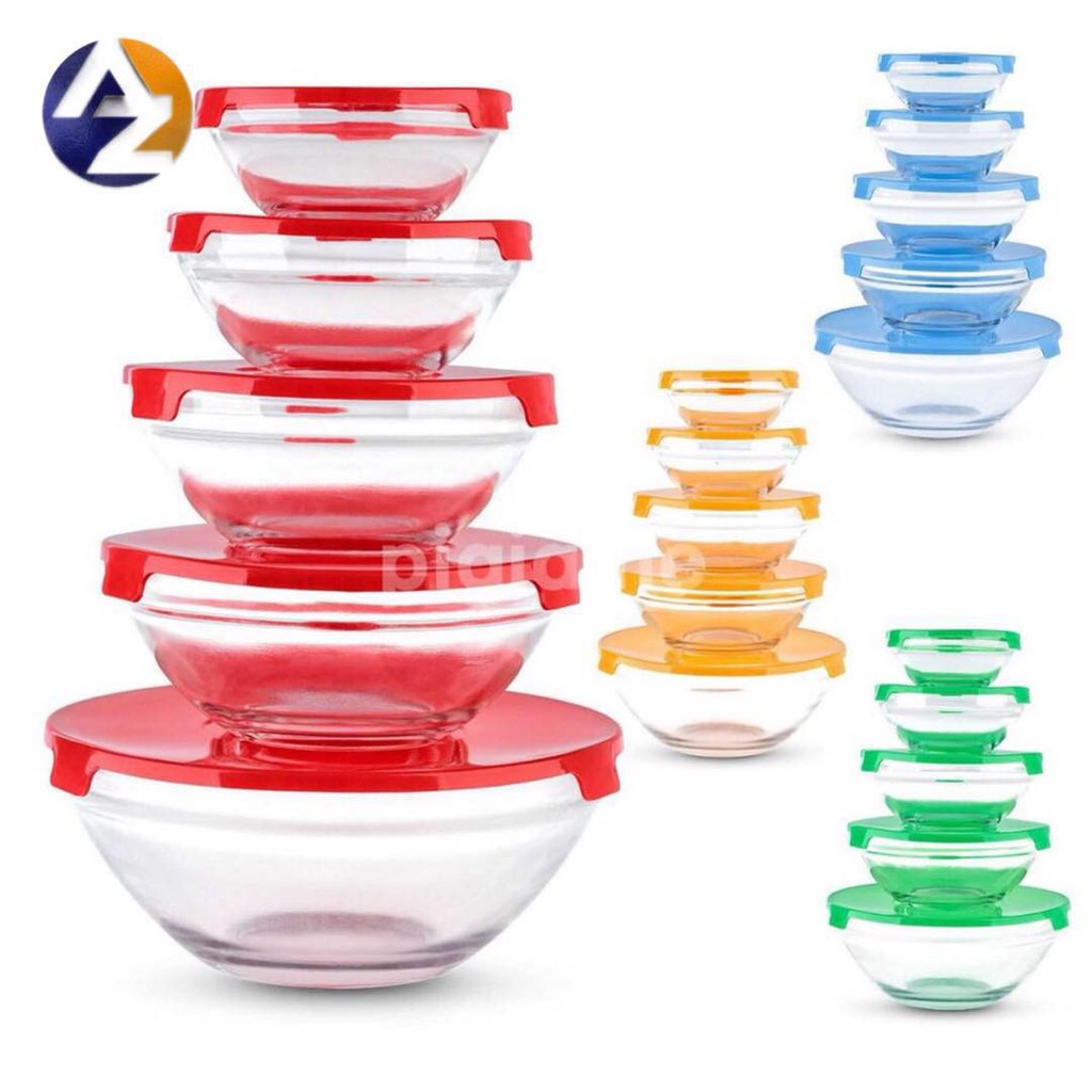 AZ 5 pcs Colorful Glass Bowl Set /Storage Bowls/Dipping Bowls | Shopee ...