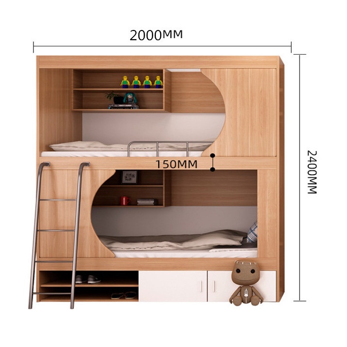 Space Capsule HeightAdjustable Bed School Solid Wood Bed Training