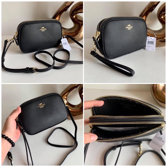 Coach Leather Black Mini  Sling  Bag  Shopee Philippines