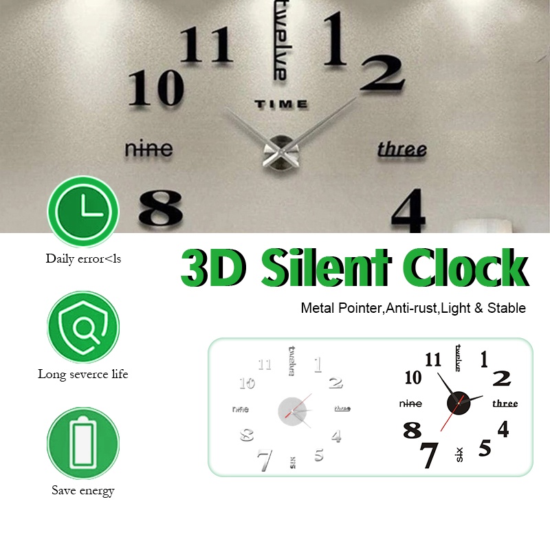 Authentic available3D Wall Clock DIY Adjustable Decor Digital Clock