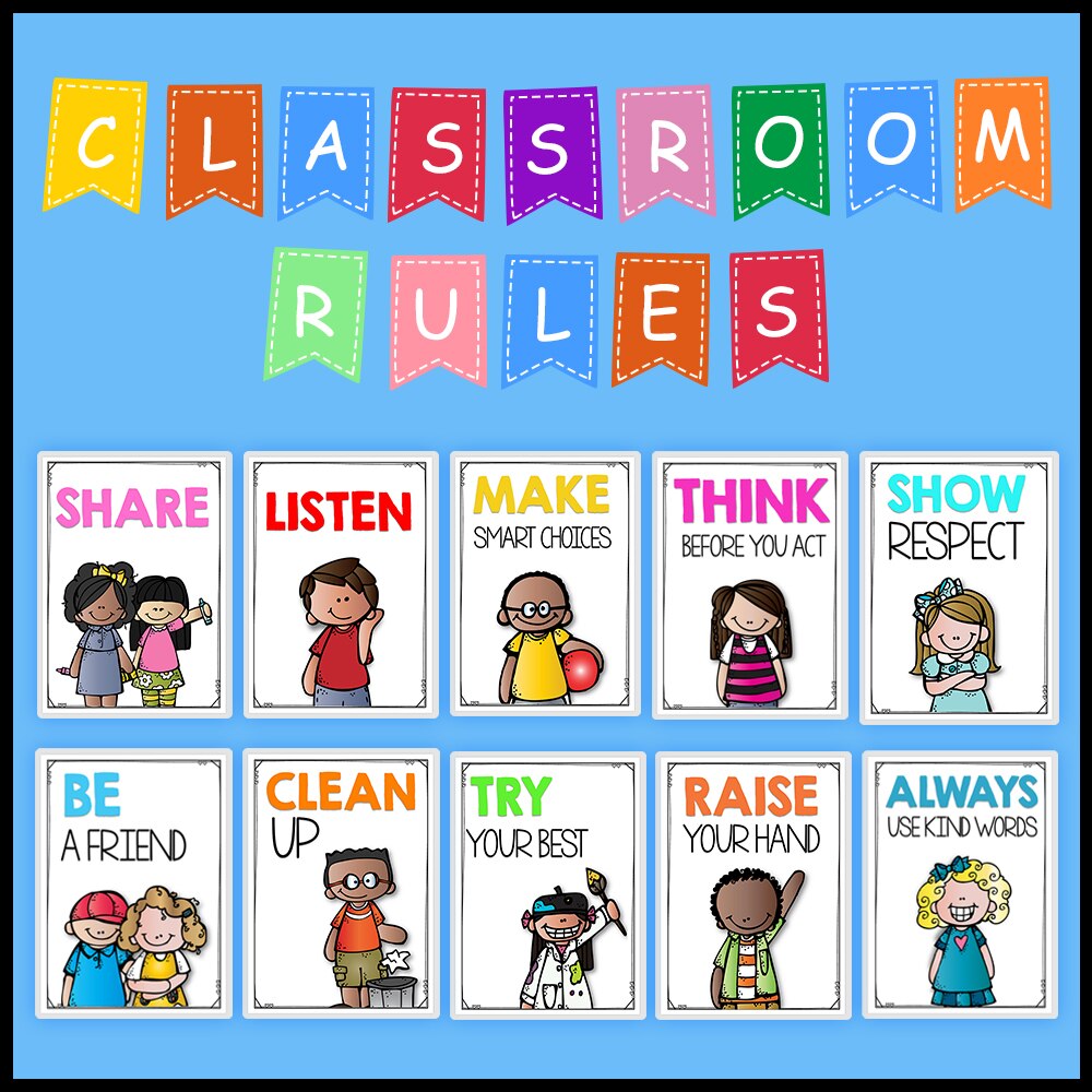 10pcs Classroom Rules A4 Educational Posters Classroom Decoration