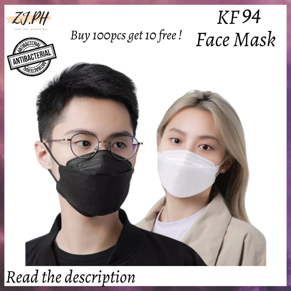 ZJ Face Protective Mask for Adult (Black/white) Korean KF94 Premium