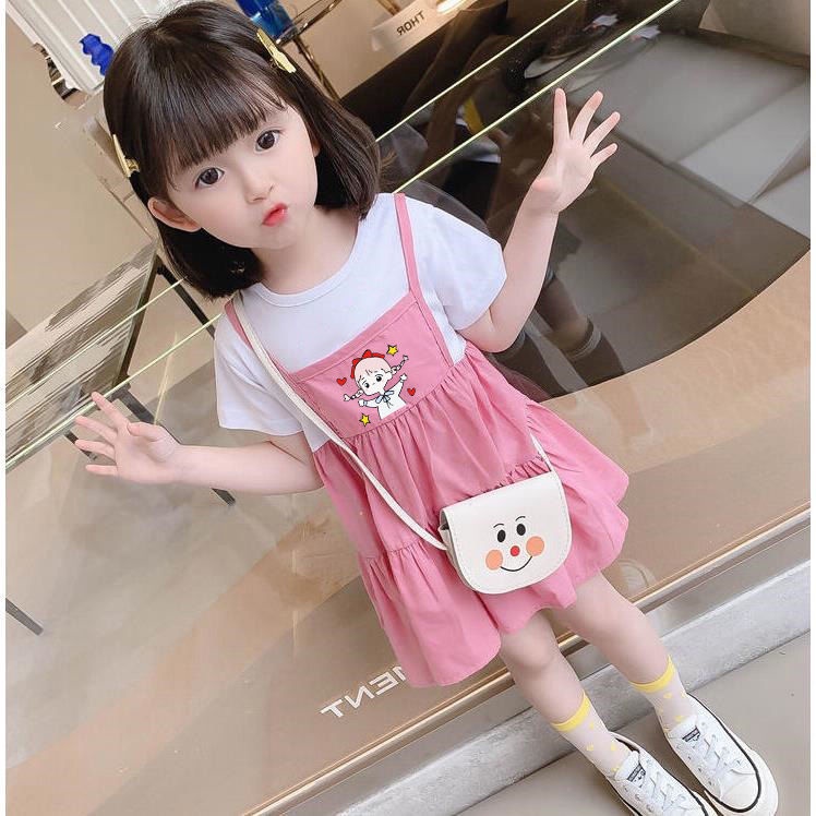 Girls' dresses summer 2022 new little girl cute princess skirt female baby  cartoon fake two pieces in the long dress | Shopee Philippines