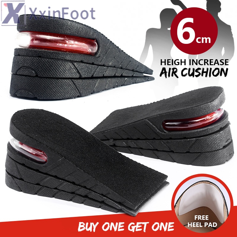 6cm Height Increase half Insoles 3layer Air Cushion Heel Insert Lift