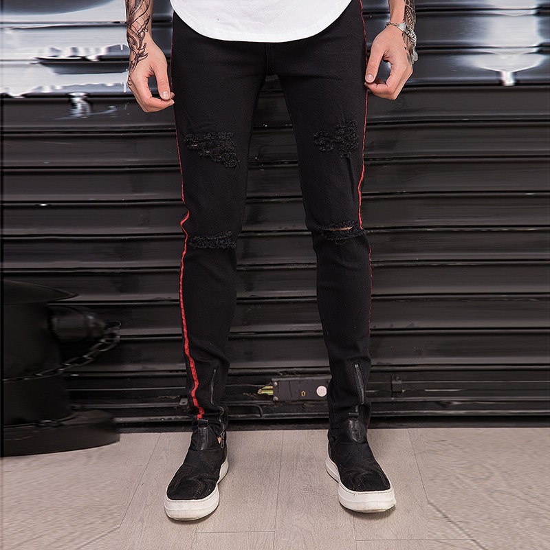 red side stripe jeans mens